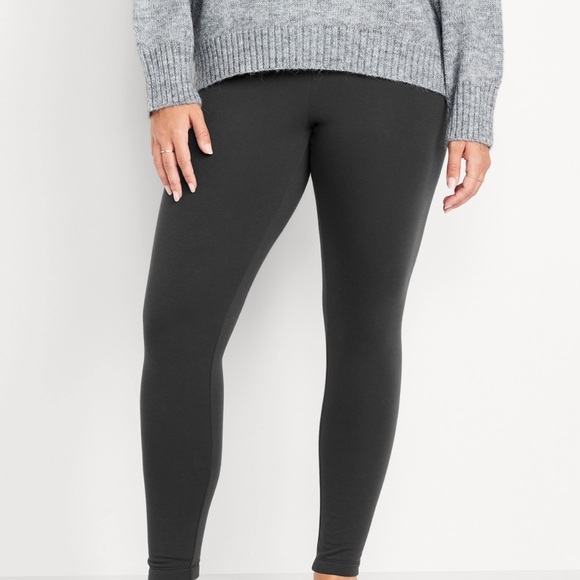 NWT OLD NAVY High-Waisted Fleece-Lined Leggings Color PANTHER SIZE MEDIUM - Picture 4 of 6